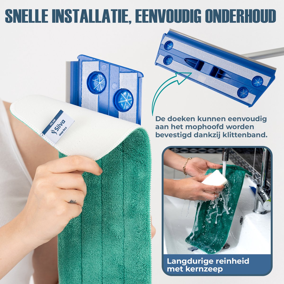 #Type_Silva Microvezel Vloerwisser - Dweil met Telescoopsteel - Natte Doek
