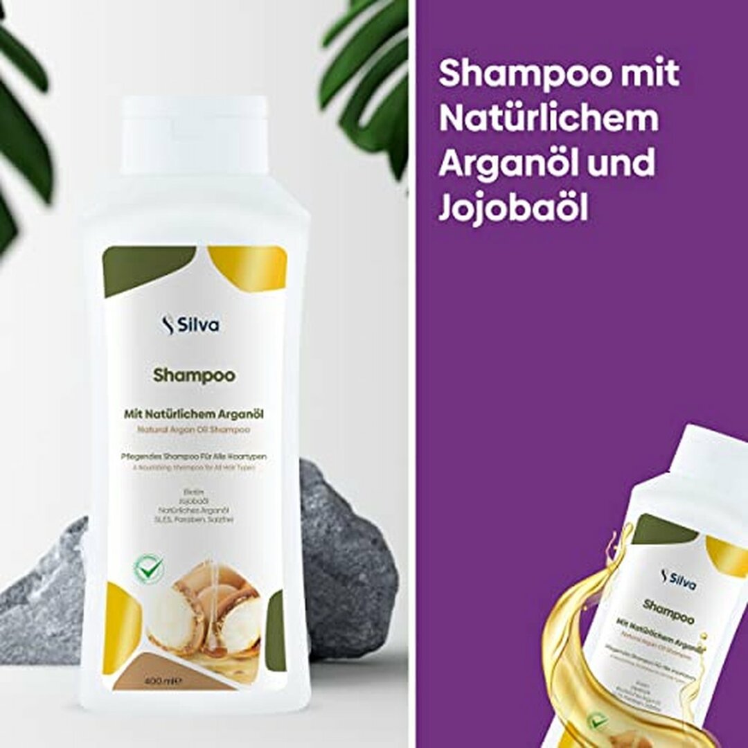 Silva Arganöl-Shampoo – 100 % natürlich – 2 x 400 ml