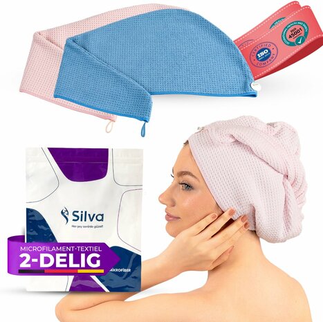 Microvezel Haarhanddoek 2 stuks Roze en Blauw