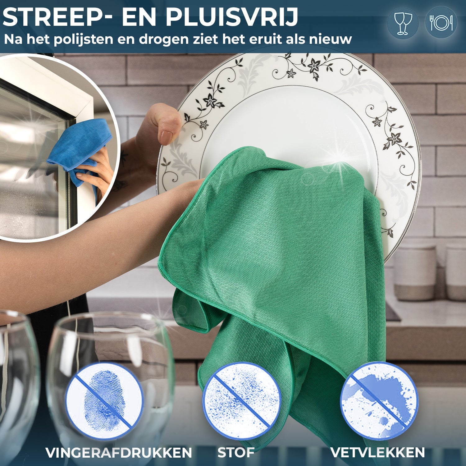 Premium Microvezel Glazendoek - Groen