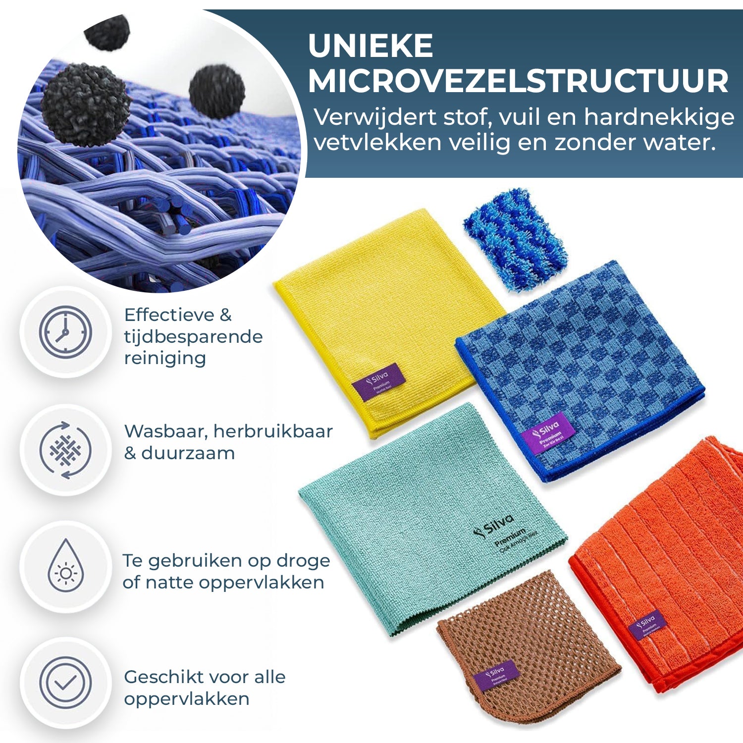 Silva Mikrofiber Temizlik Bezleri - 4 parçalı veya 6 parçalı