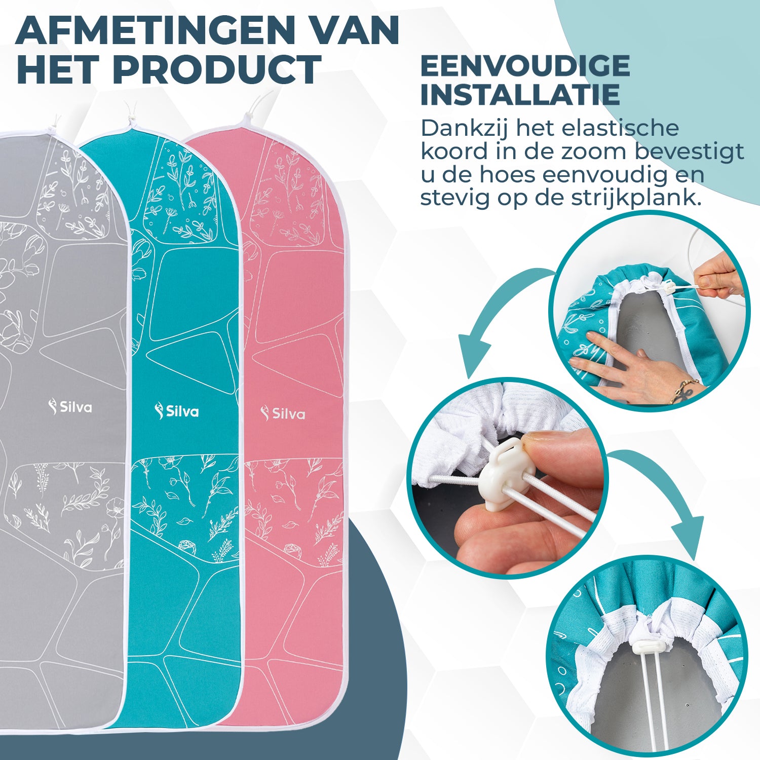 Strijkplankhoes - Molton - L - 127X46 cm - Roze