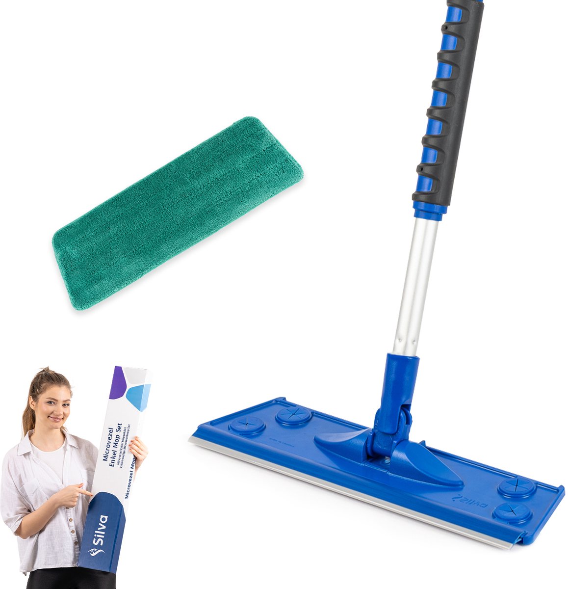 #Type_Silva Microvezel Vloerwisser - Dweil met Telescoopsteel - Natte Doek