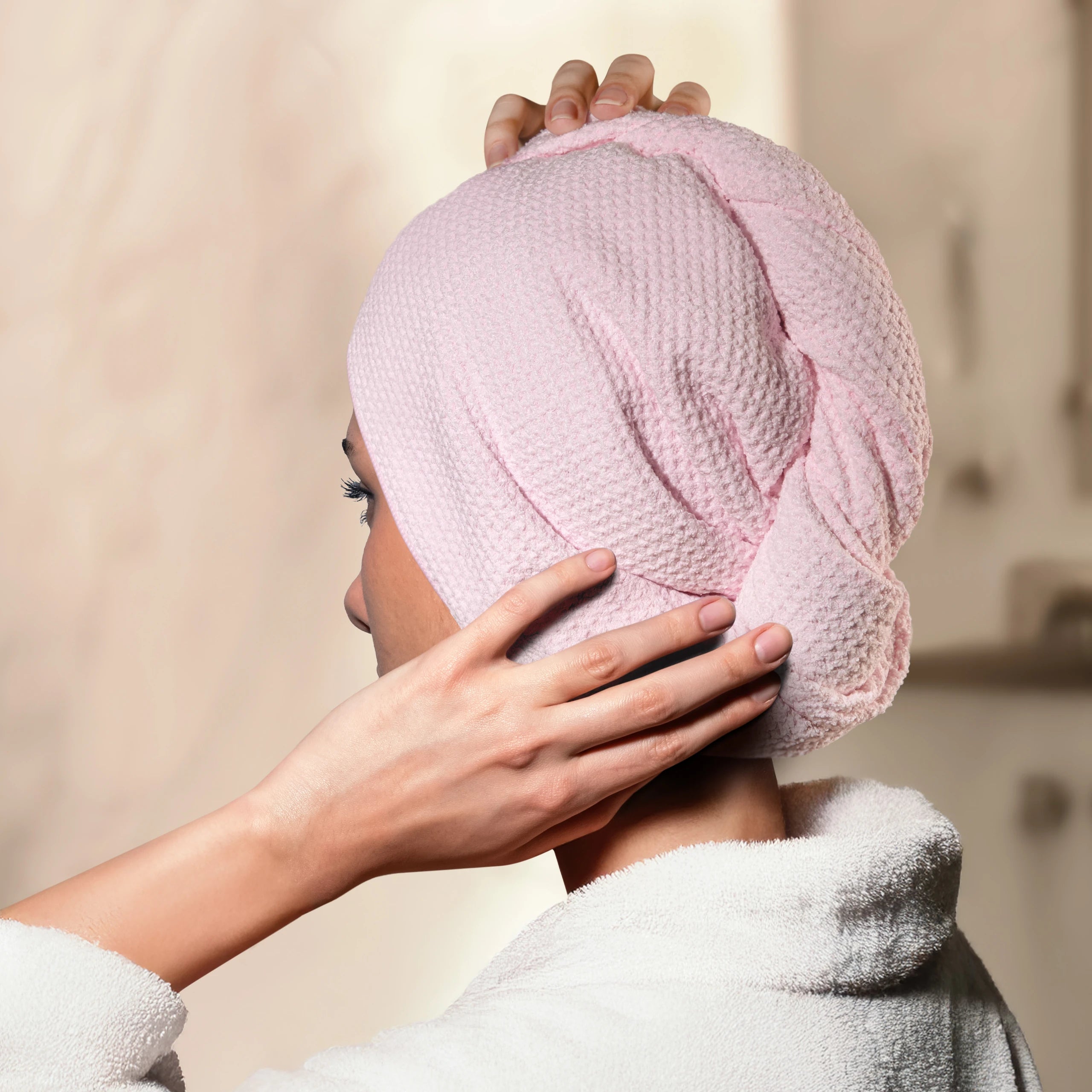 Mikrofaser-Haarhandtuch – Rosa